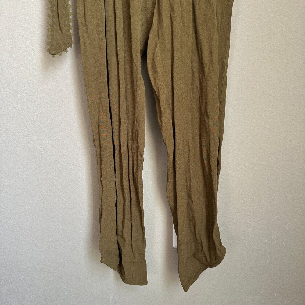 Anthropologie Leifsdottier Olive Green Jumpsuit Sani Lace Belted Waiste Size 8 - Picture 5 of 15